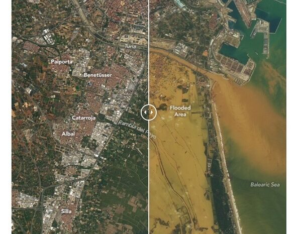 Valencia antes y después de las inundaciones por la DANA
