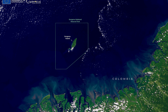 Isla Gorgona desde el satélite Copérnicus