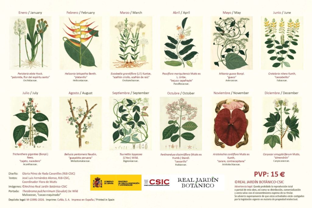 Contraportada del calendario. Imagen: RJB - CSIC